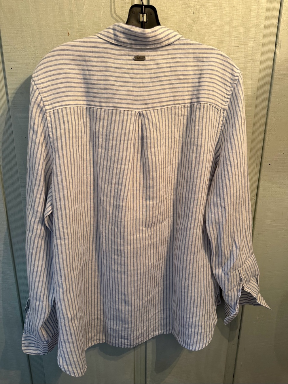 Barbour Marine  Blue & White Stripe Linen Shirt - Picture 3 of 4